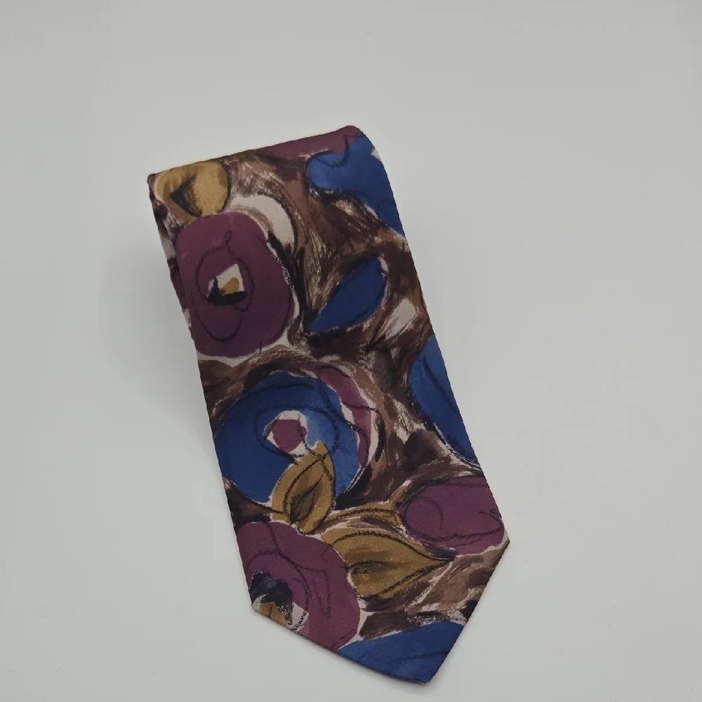 Geoffrey Beene | Maroon And Blue Floral Tie